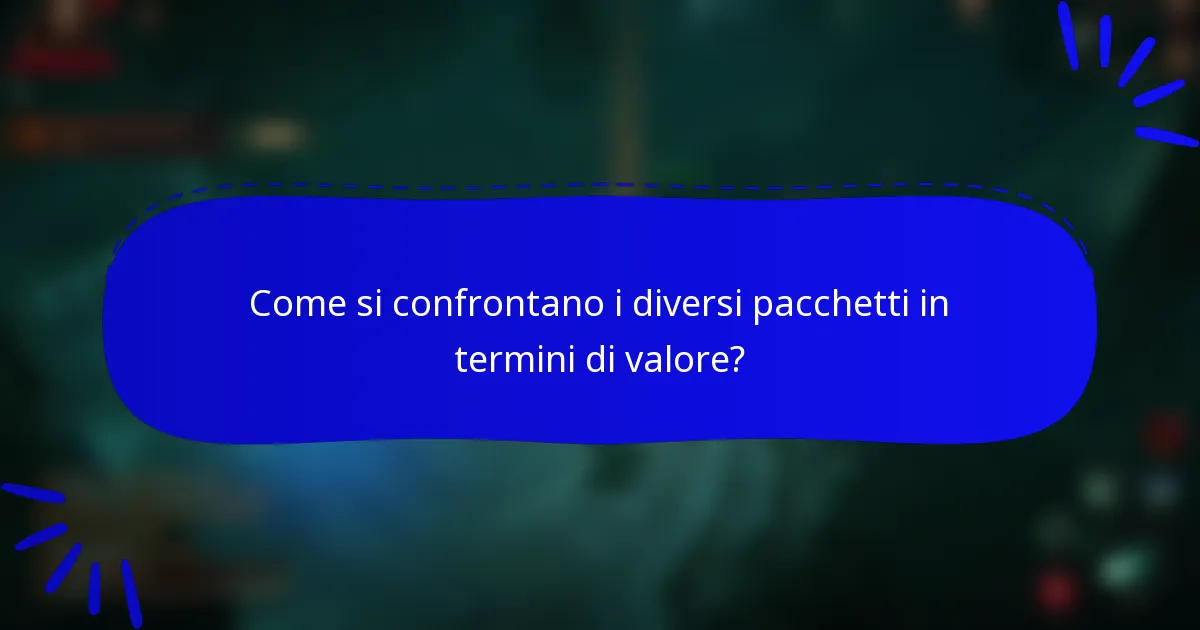 Come si confrontano i diversi pacchetti in termini di valore?