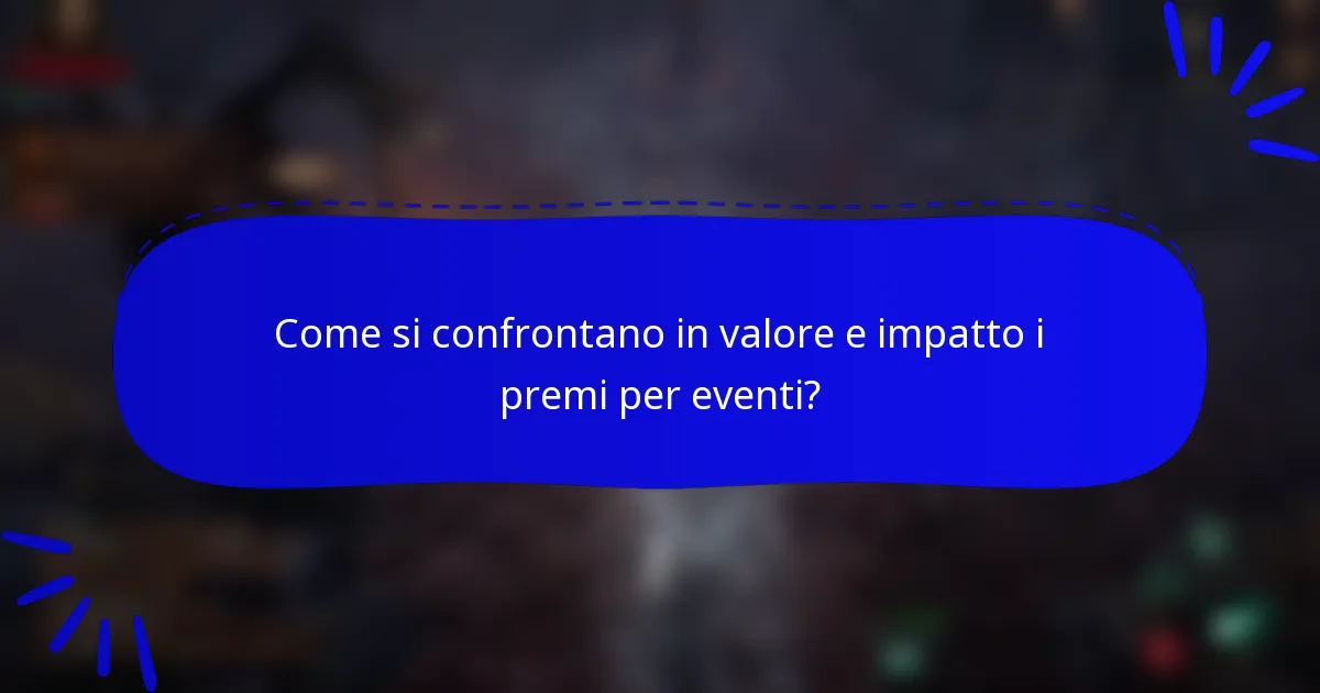 Come si confrontano in valore e impatto i premi per eventi?