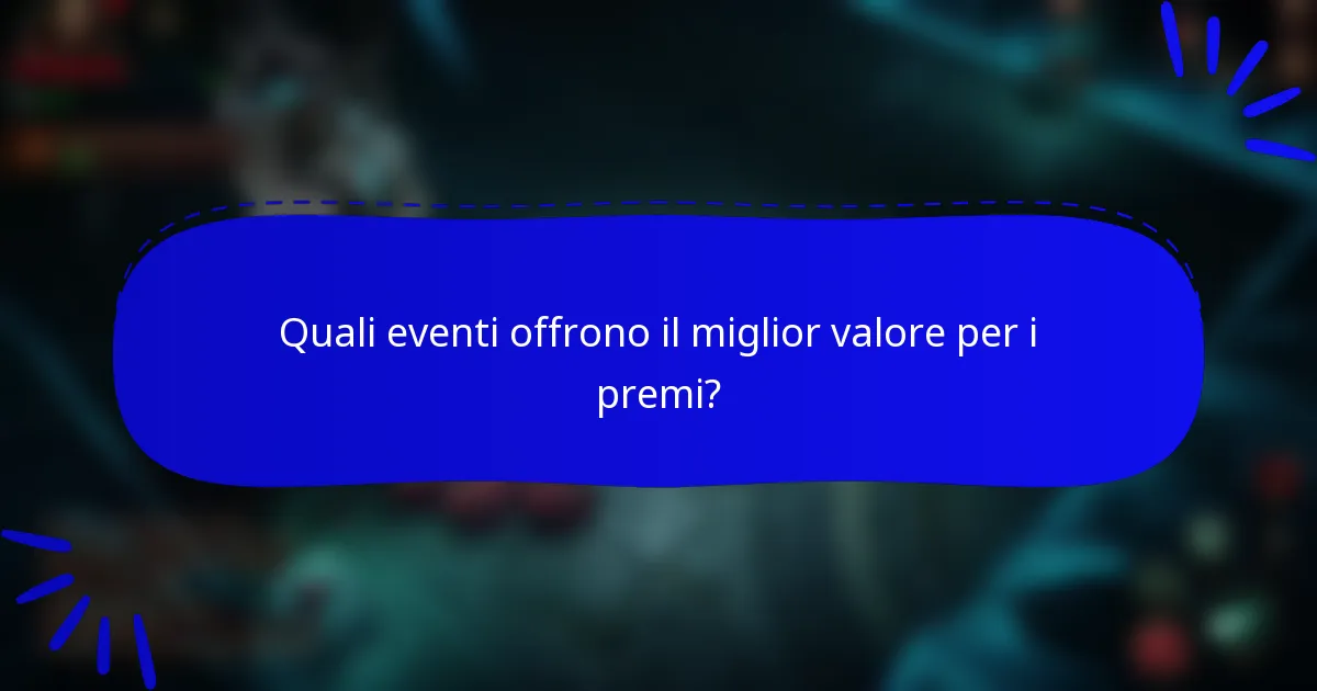 Quali eventi offrono il miglior valore per i premi?